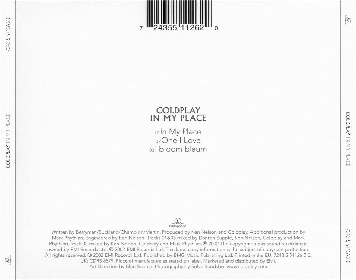 Coldplay  In My Place : Back